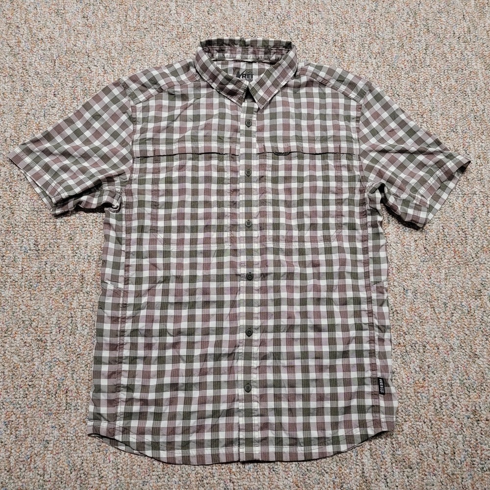 REI Coop Shirt Mens Small Multi Plaid Button Up Short Sleeve Hiking Outdoor Camp